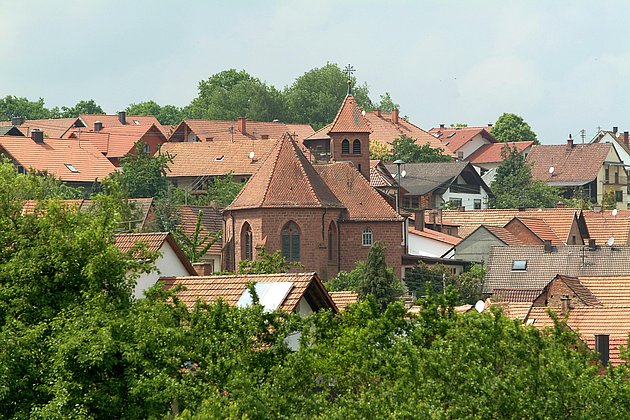 Ansicht Dorf mit Kirche