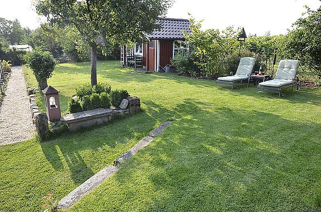 Garten mit Liegestühlen direkt am Rebenmeer